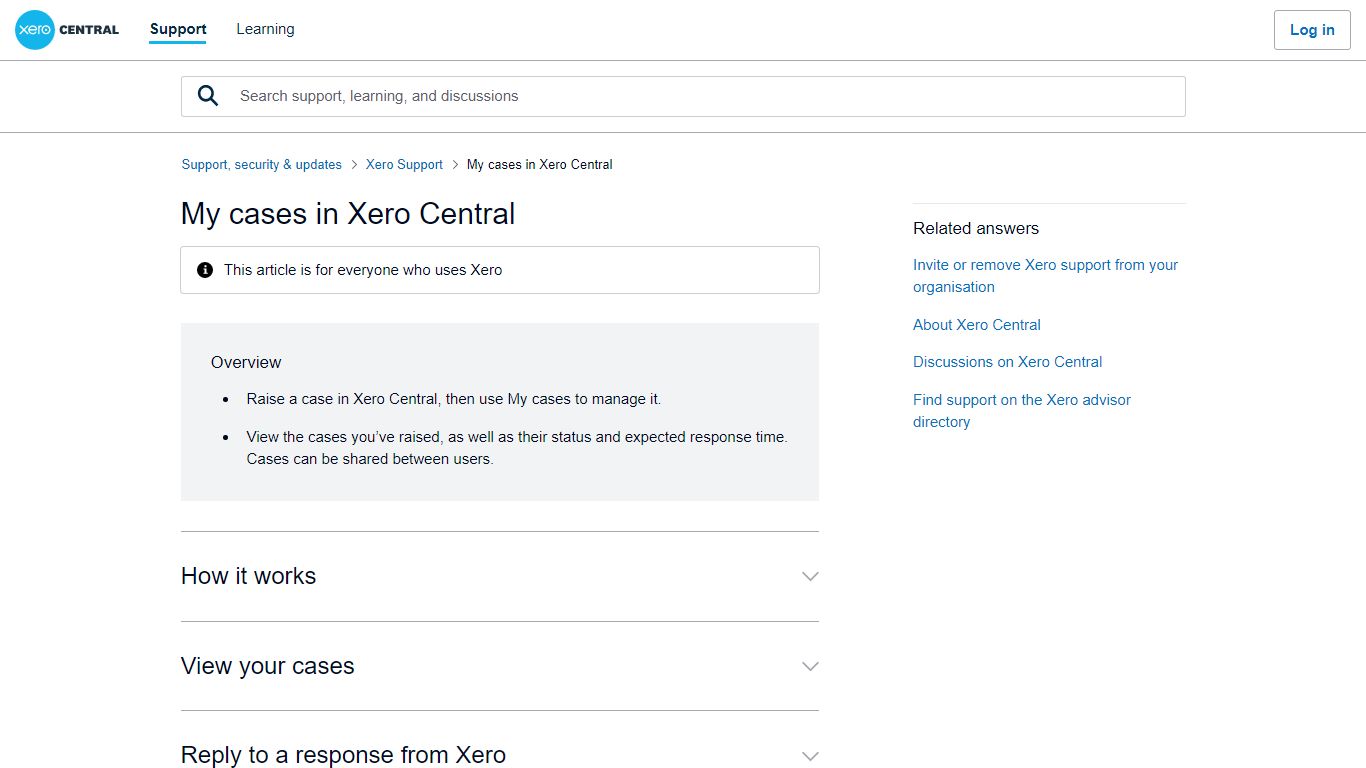 My cases in Xero Central – Xero Central